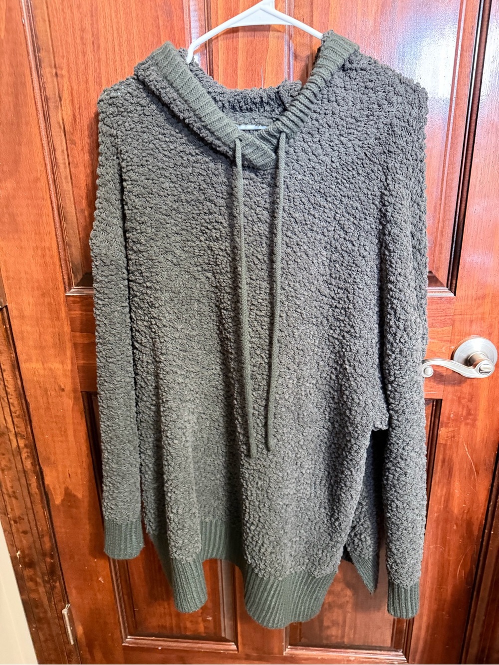 Cozy Plush Sherpa Teddy Hoodie Pullover – 1X – Charcoal Gray